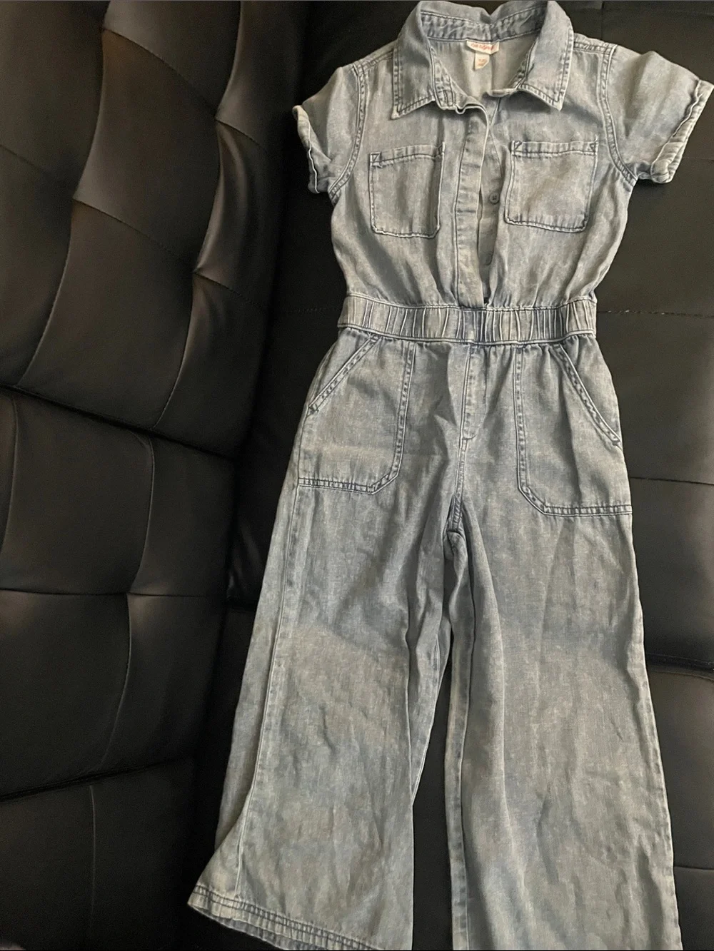 Cat & Jack Light Blue Denim Short Sleeve One-Piece Jumpsuit